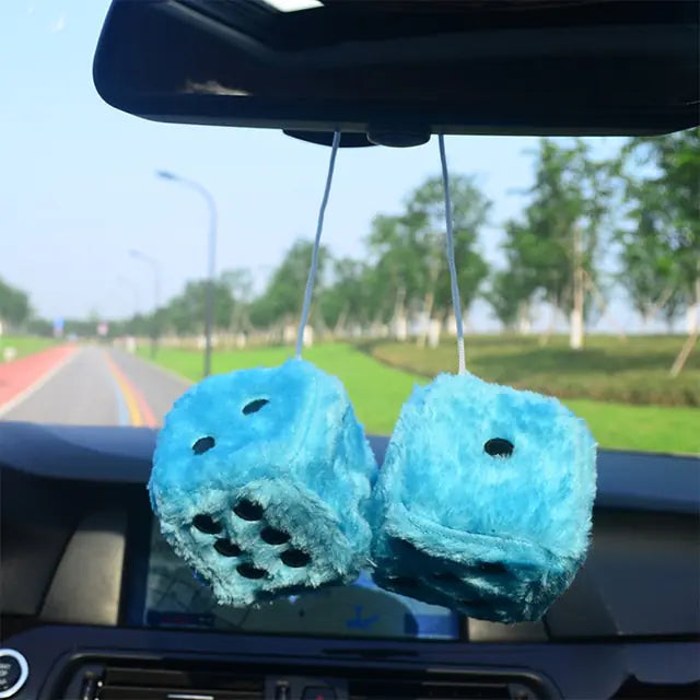 Fuzzy Plush Dice Car