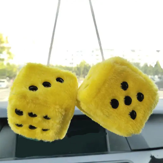 Fuzzy Plush Dice Car