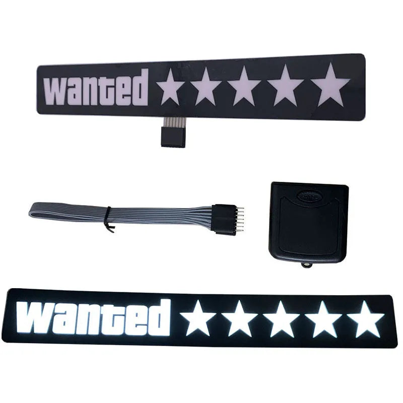 Wanted 5 Star JDM Car Windshield Glow Panel Electric Marker Lamp Blue LED Decoration Light Sticker Flashing Lights