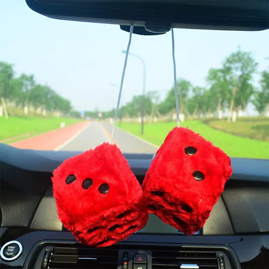 Fuzzy Plush Dice Car